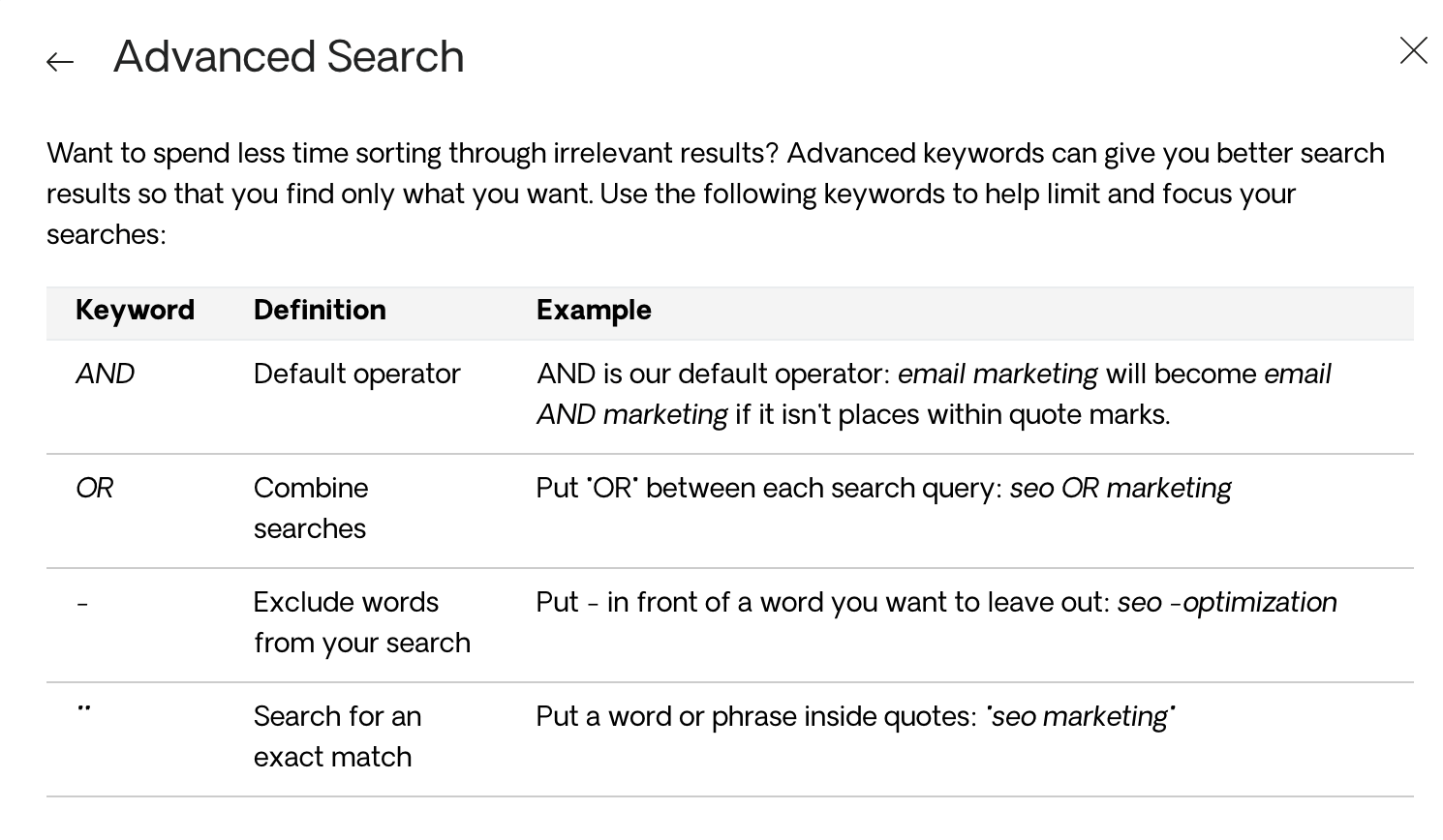 Advanced Search Operators