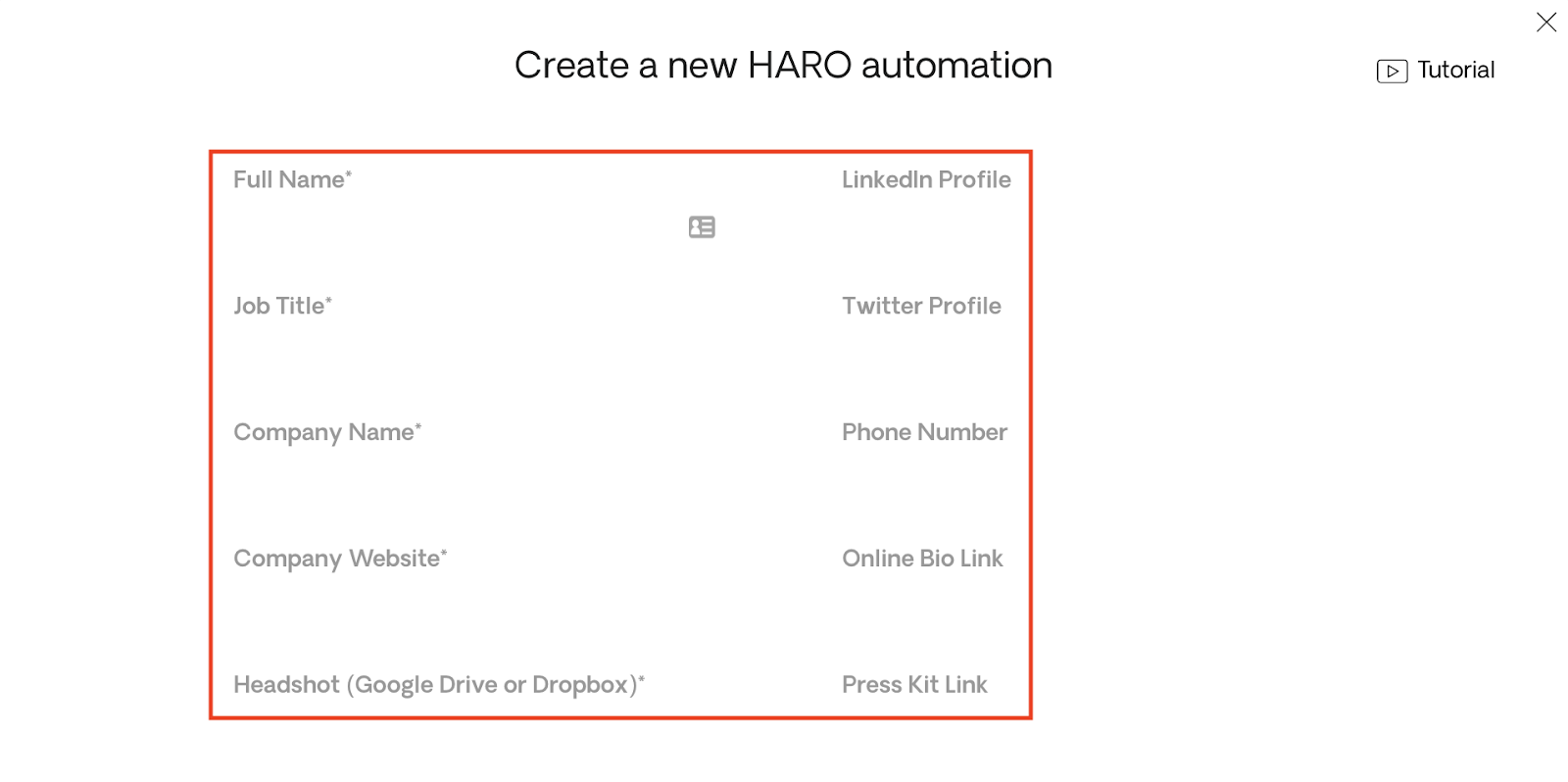 Bio Fields for HARO Automation