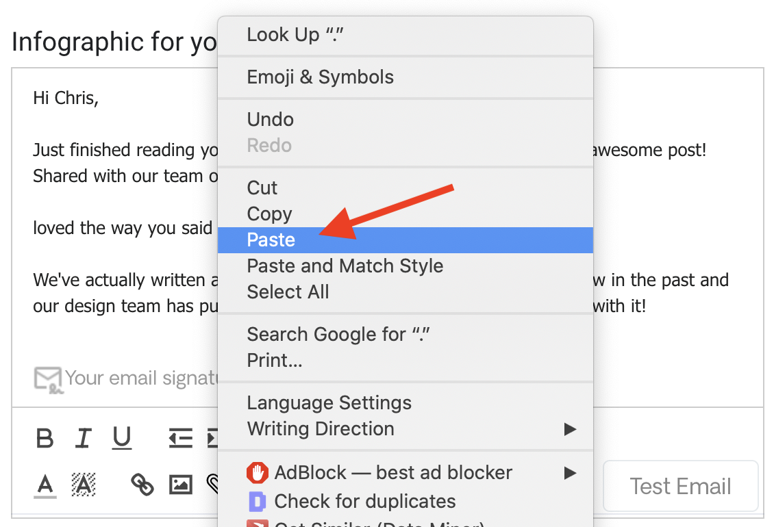 Pasting article summary snippets