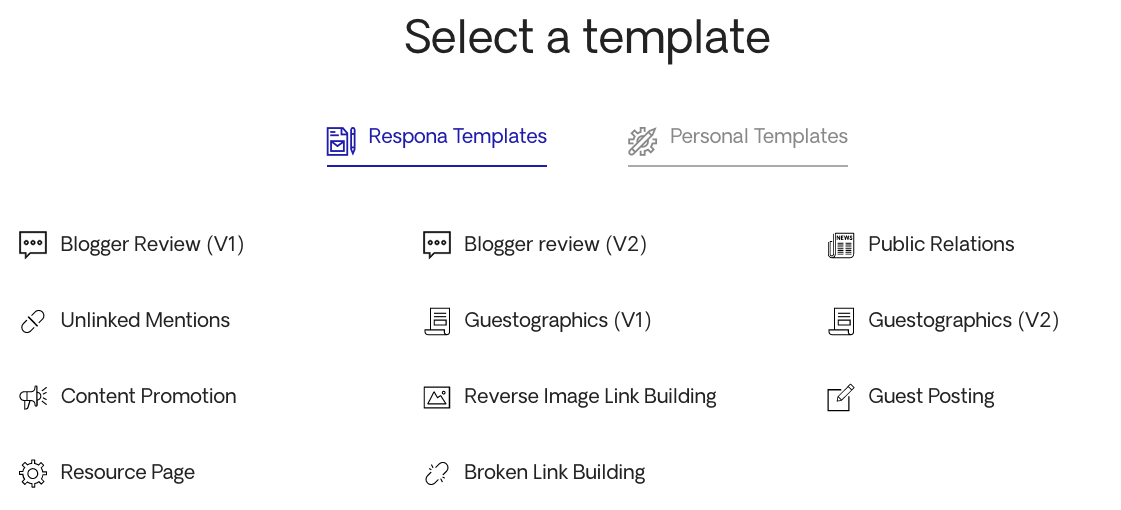 Choosing a Tempate From Responas Templates 1