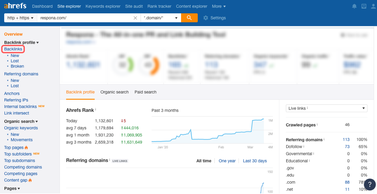 Click on Backlinks