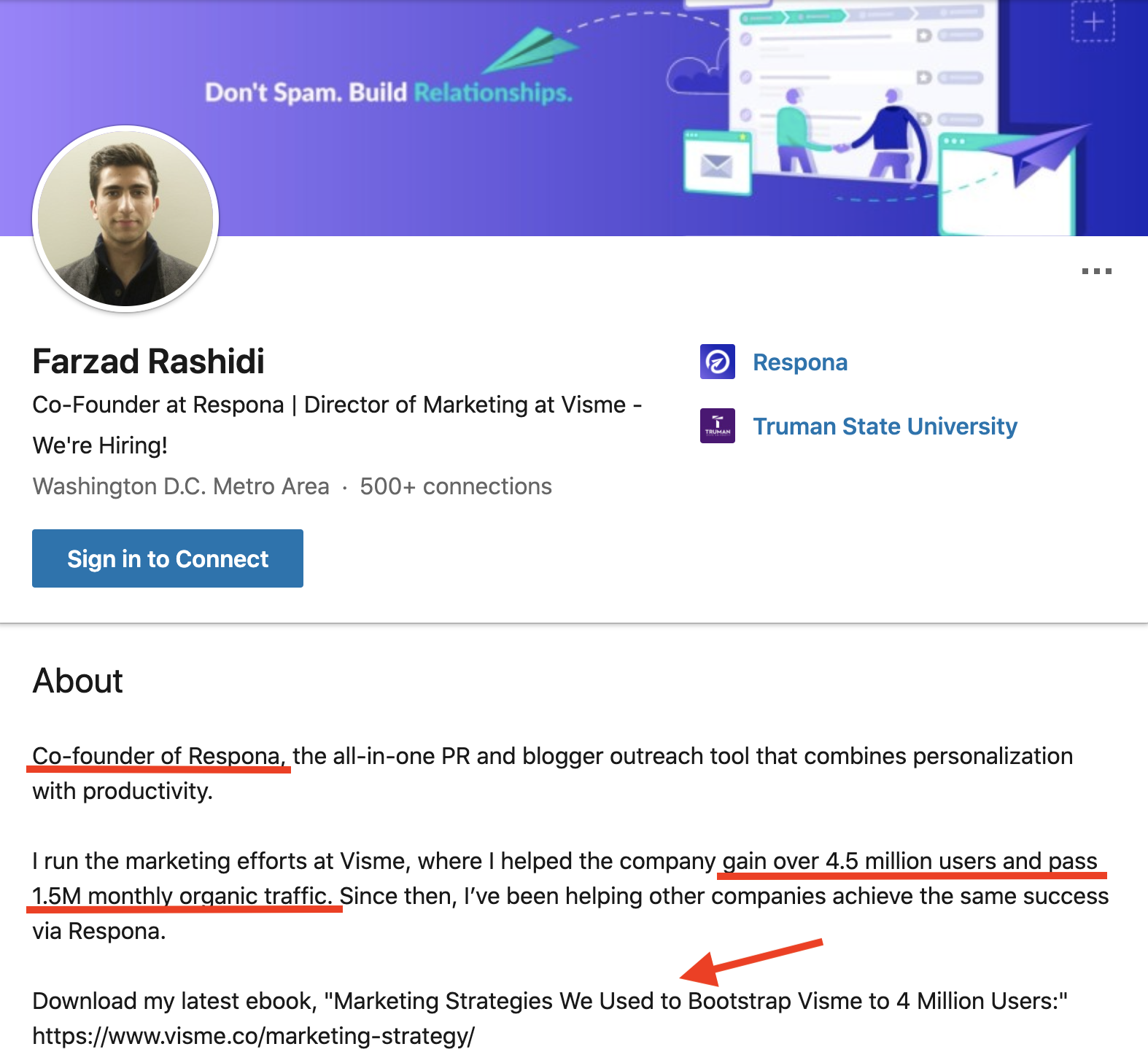 Farzads LinkedIn Profile