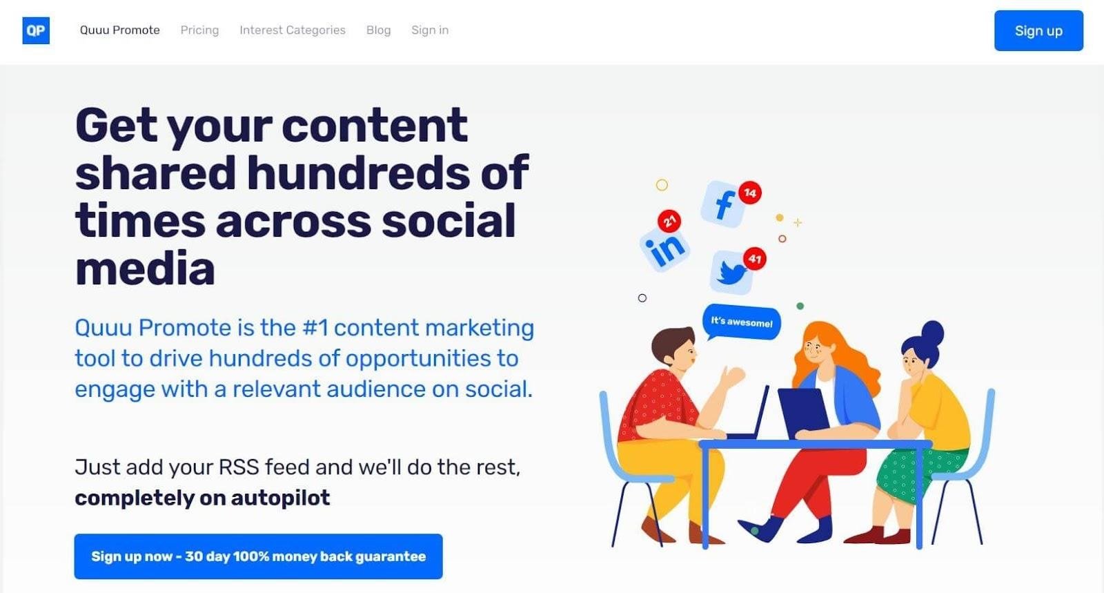 Quuu Promote homepage