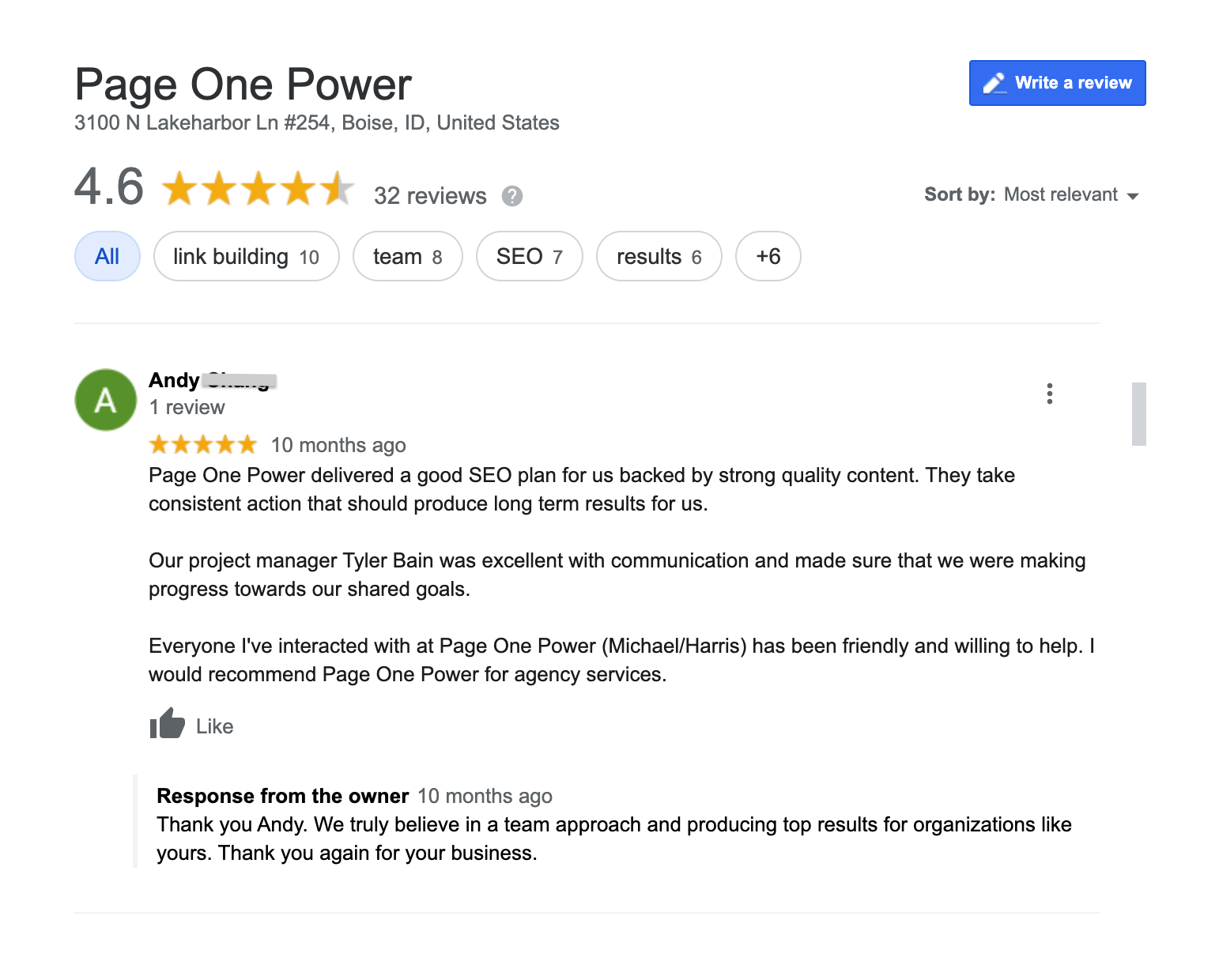 Page One Power online reviews