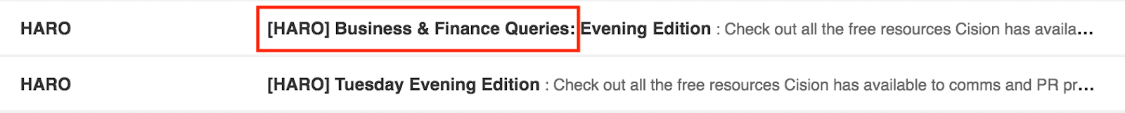 HARO Email Subject Lines