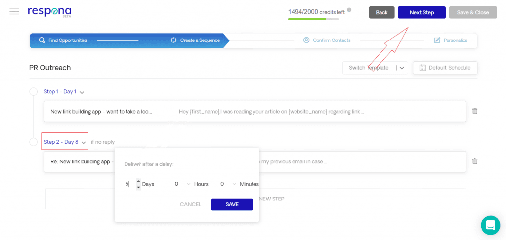 Setting followup delays