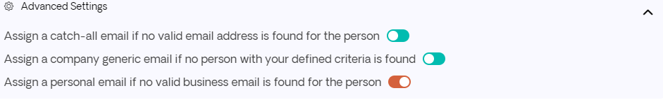 Email advanced settings