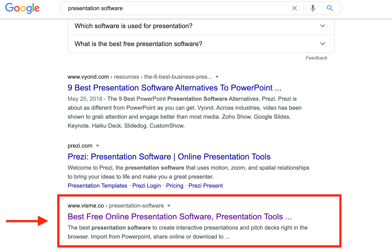 Presentation Software Google Results Visme