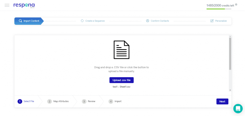 CSV Import inside of Respona