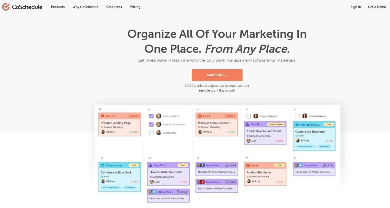 CoSchedule home page