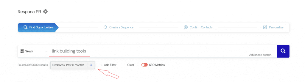 Content search example
