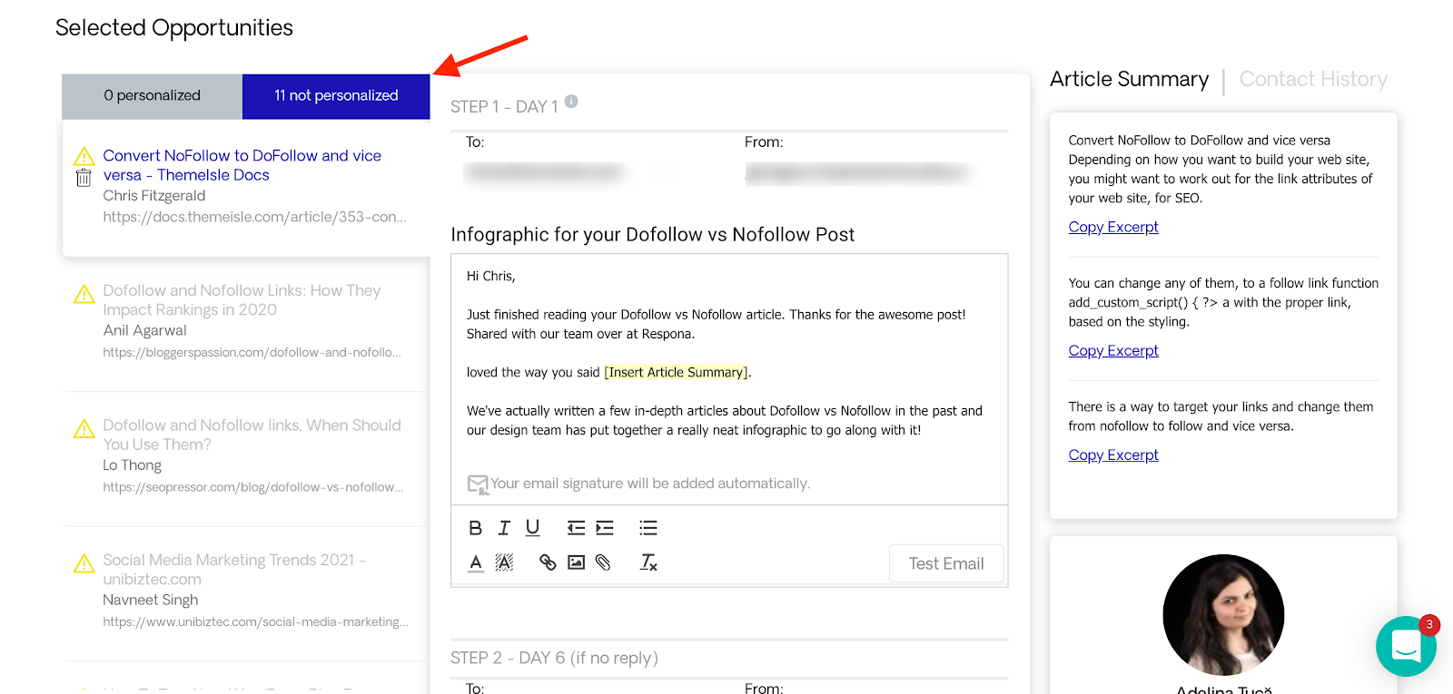 Unpersonalized pitches