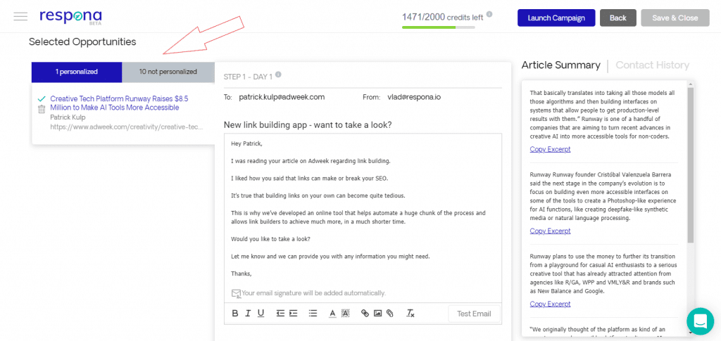 Personalizing pitches