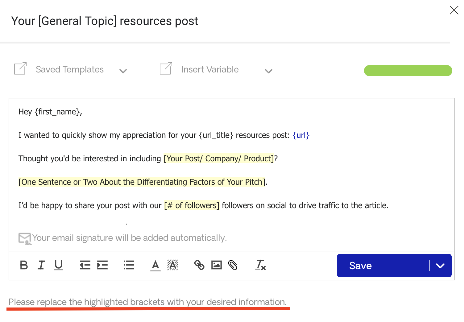 Body of first email