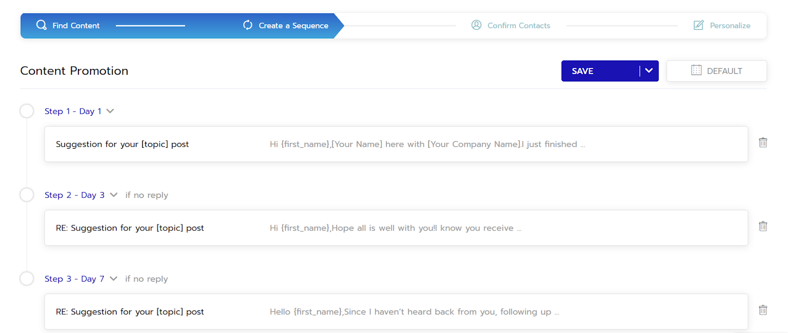email sequence content promotion