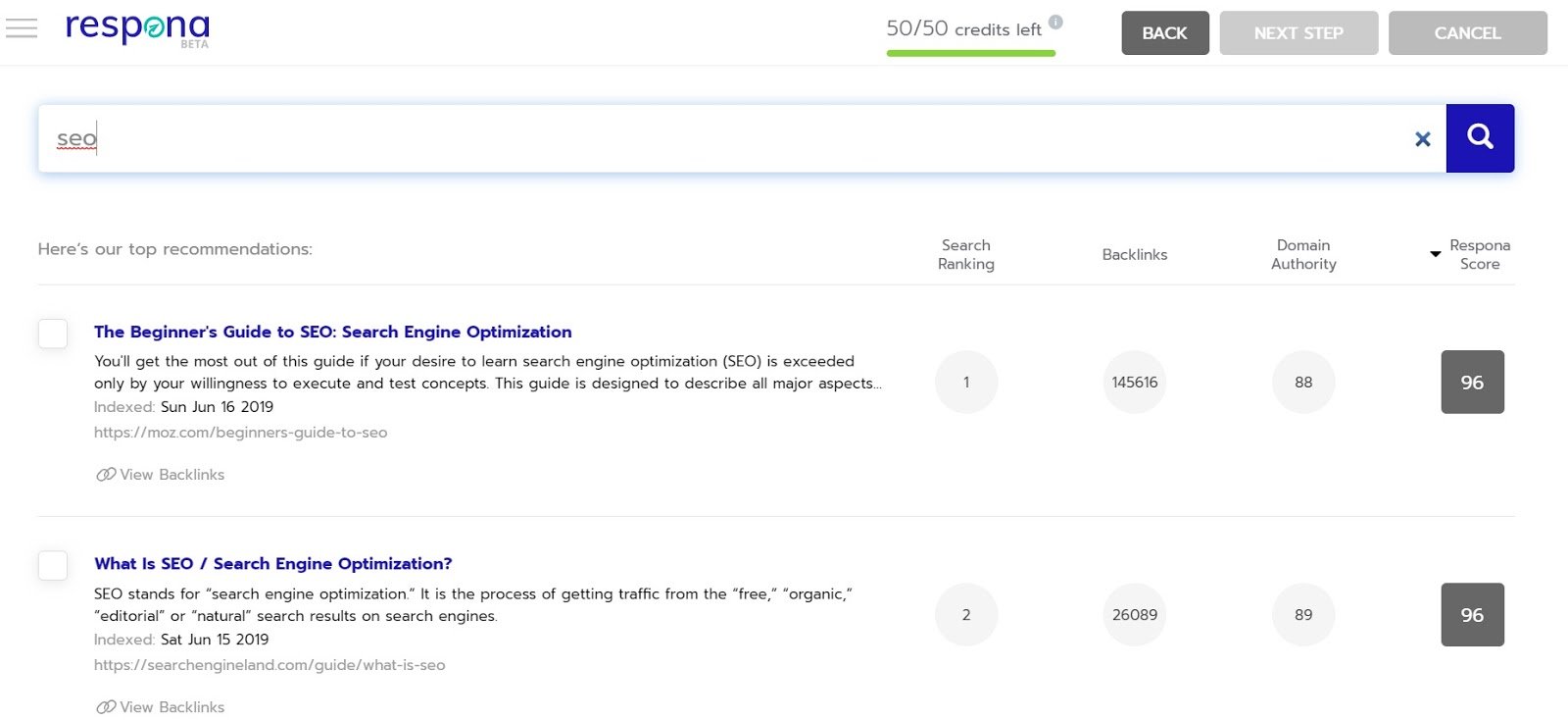 respona seo search