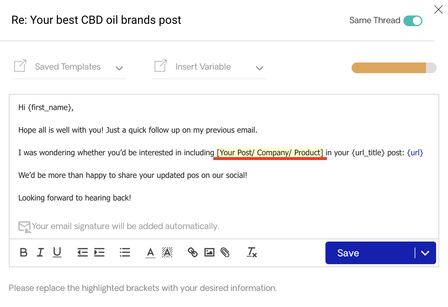 Personalizing follow ups