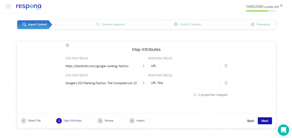Mapping attributes inside Respona