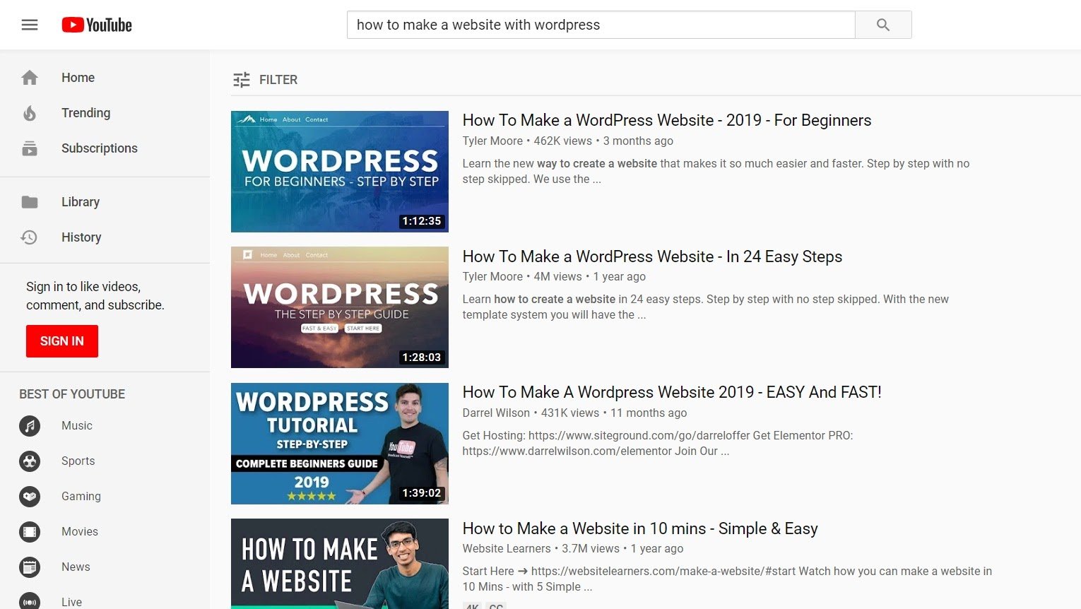 youtube serps competitors